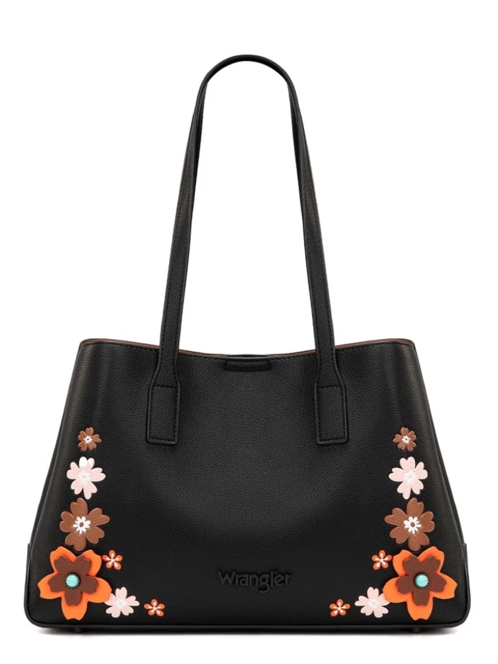 Wrangler Floral Accent Tote Shoulder Bag Black